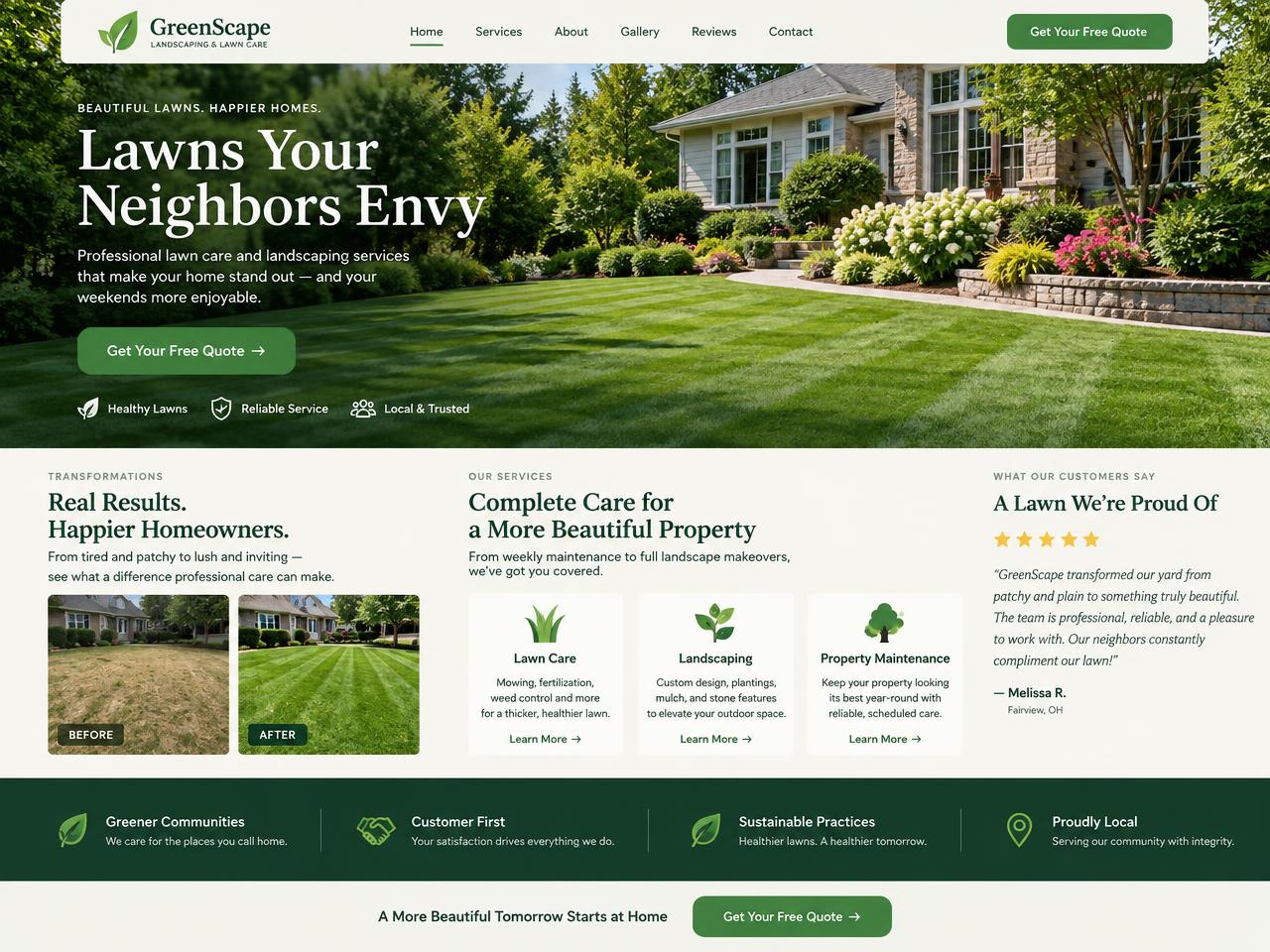 GreenScape Lawn Care website example