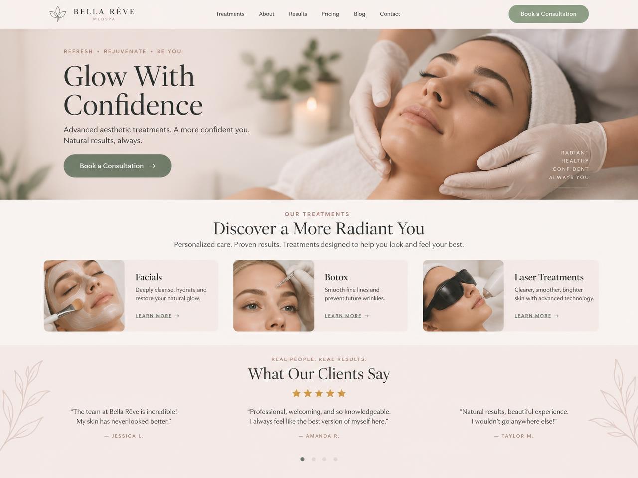 Bella Rêve Medspa website example
